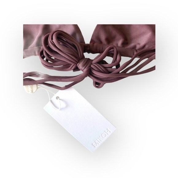 new Mikoh ꧁ Indies Strappy Macramé Halter Strap Triangle Bikini Top ꧂ Wine Small - Picture 6 of 16